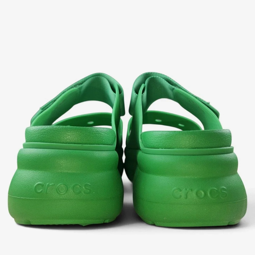 Crocs Platform Slide Sandals Size 11 Women Green Soho Adjustable Two Strap Beach